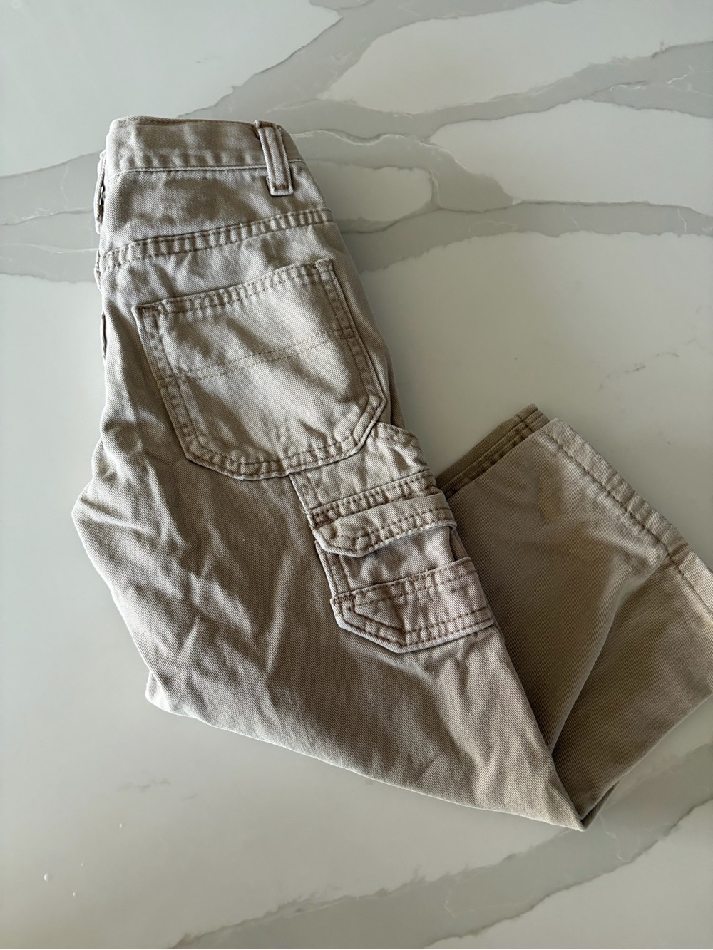 Lee Boys Straight Leg Beige Cargo Denim Jeans 4T Regular Fit Pockets 20" Inseam